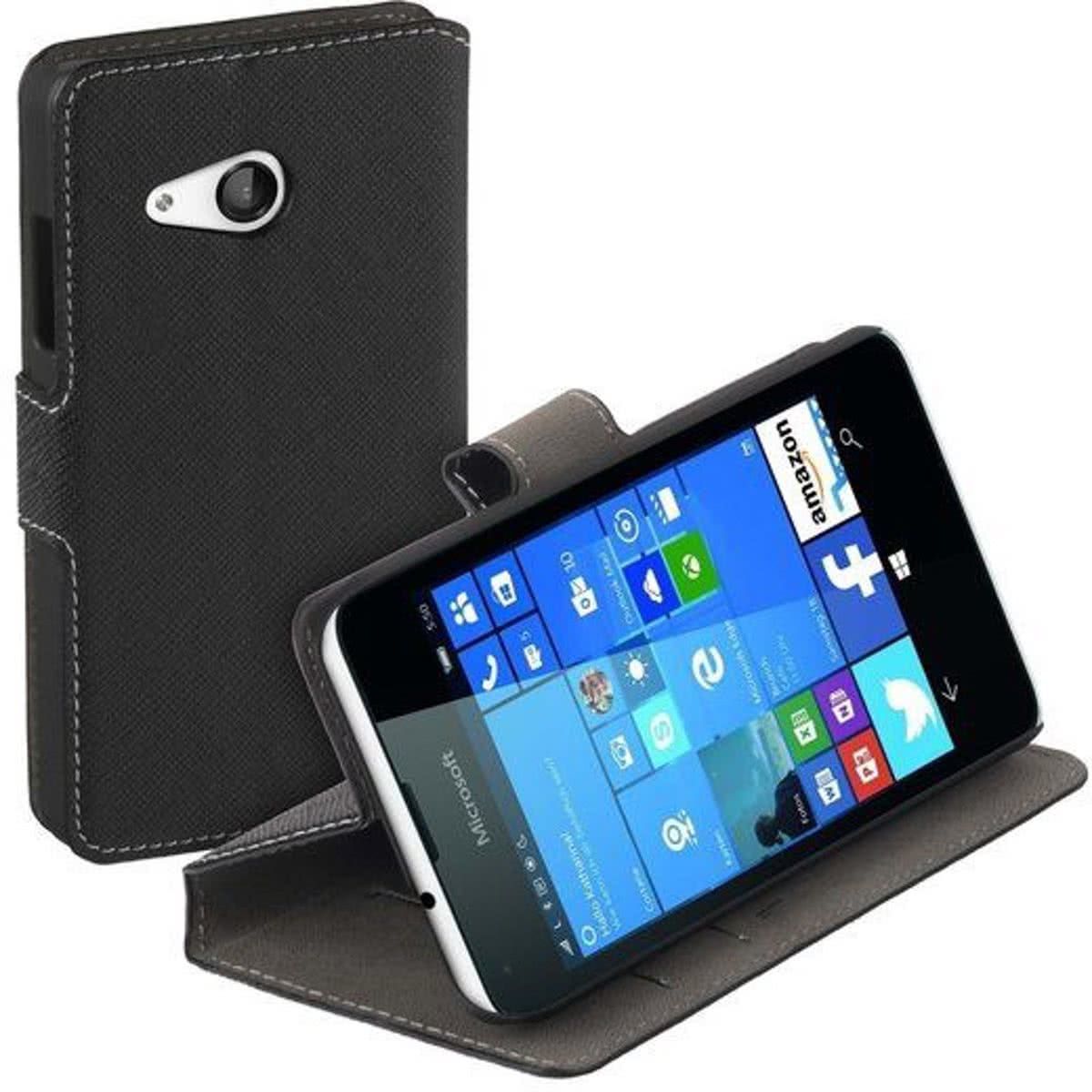 LELYCASE HC zwart bookcase voor de Microsoft Lumia 550 wallet case hoesje