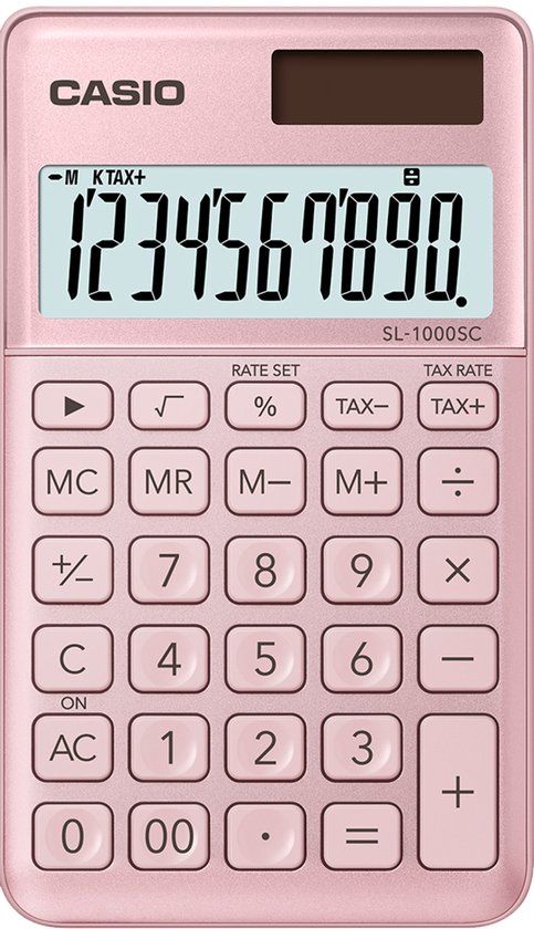 Casio zakrekenmachine SL-1000 SC-PK, roze, bureaurekenmachine, solar/batterijvoeding