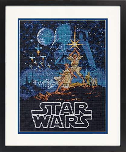 Dimensions 70-35380 kruissteekset, motief Star Wars Luke Skywalker en prinses Leia, Aida, 14 draden, 27,9 x 35,6 cm, zwart