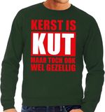 Bellatio Decorations Foute Kersttrui - Kerst is kut - groen - heren - S