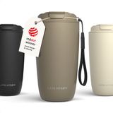 LARS NYSØM Nøgen Thermo Coffee Mug-to-go 500ml - BPA-vrij met Isolatie - Met Draagriem & Tritan Deksel (Taupe Brown)