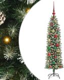 vidaXL Kunstmatige slanke kerstboom groen en wit 120 cm