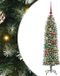 vidaXL Kunstmatige slanke kerstboom groen en wit 120 cm