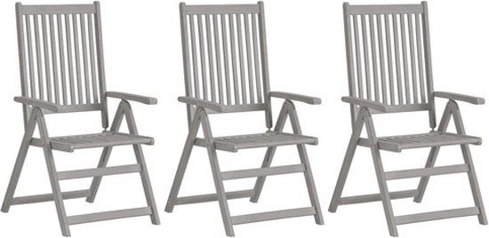 vidaXL Tuinstoelen verstelbaar 3 st massief acaciahout grijs