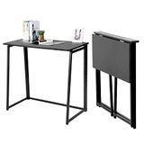 MEUBLE COSY Bureaus, opvouwbare tafel, ruimtebesparende computertafel werktafel, structuur van PVC en metaal, voor thuiskantoor, werkkamer, zwart, 80x41,5x74cm