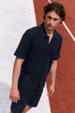 Airforce overhemd korte mouw donkerblauw effen XL