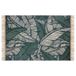 Atmosphera Tapis vert beige motif feuille - tapis de jungle coton avec franges -