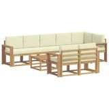 vidaXL - Buiten - bank - set - 9 - st - Wit - en - crèmekleurig - Polyester