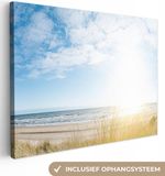 OneMillionCanvasses Canvas schilderij 160x120 cm - Strand - Zee - Vogels - Zomer - Multicolor