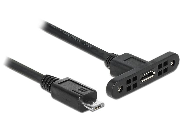 Delock Micro-USB B Female to Micro-USB B Male Cable - 1m - Black