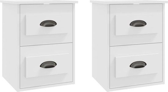 vidaXL Nachtkastjes 2 stuks wandgemonteerd 41,5x36x53 cm wit