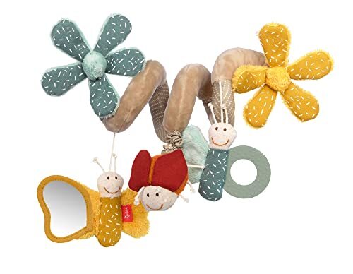 Sigikid 43173 Babyactief speelgoed, spiraal om op te hangen, vlinder, taupe/geel/petrol