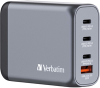 Verbatim 100 W GaN-wandoplader met vier poorten 2 x USB-C PD 100 W / 1 x USB-C PD 65 W / 1 x USB-A QC 3.0 (EU/VK/VS)