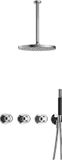 Hotbath Cobber - CW7067 - Inbouw Regendoucheset - Chroom - 2 Stopkranen - Thermostatisch - Plafondbuis 30 cm - Hoofddouche 300 mm - Ronde Handdouche