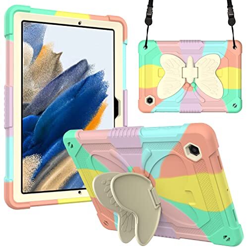 Aowdoy Schokbestendige beschermhoes voor Galaxy Tab A8 10.5 2022, robuuste beschermhoes met draaibare standaard, beschermhoes voor Samsung Galaxy Tab A8 SM-X200/SM-X205/SM-X207