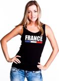Bellatio Decorations Shoppartners Bv Zwart France supporter mouwloos shirt dames - Frankrijk singlet shirt/ tanktop L
