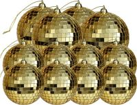Othmar Decorations Bv Grande boule à facettes boules de Noël - 12x pièces - or - 6 et 8 cm - plastique