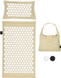LifeGoods Acupressuur Mat Eco - 72x43x2cm - Spijkermat met Kussen - Accupunctuur mat - Spijkerbed Incl. 2x Triggerpoint Bal en Draagtas - Beige/Wit