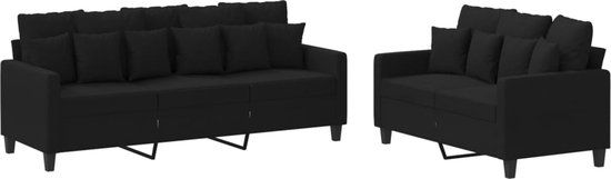 vidaXL 2-delige loungeset met kussens stof zwart