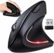 Souris sans fil avec Bluetooth et radio 2,4 GHz, 6 boutons, conception verticale, 2400 DPI (noir)
