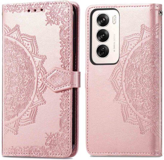 imoshion Hoesje - Geschikt voor Oppo Reno 12 Pro - Mandala Bookcase - Rosé Goud