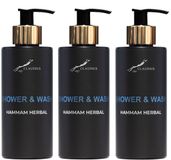 Splashbox Cosmetics Shower & Wash Hammam Herbal 300 ml - gouden pomp - 3 stuks