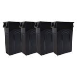 United Solutions Highboy Afvalcontainer Ruimtebesparend slank profiel en eenvoudige verwijdering van vuilniszakken voor binnen of buiten, 4-pack, zwart, 4 stuks