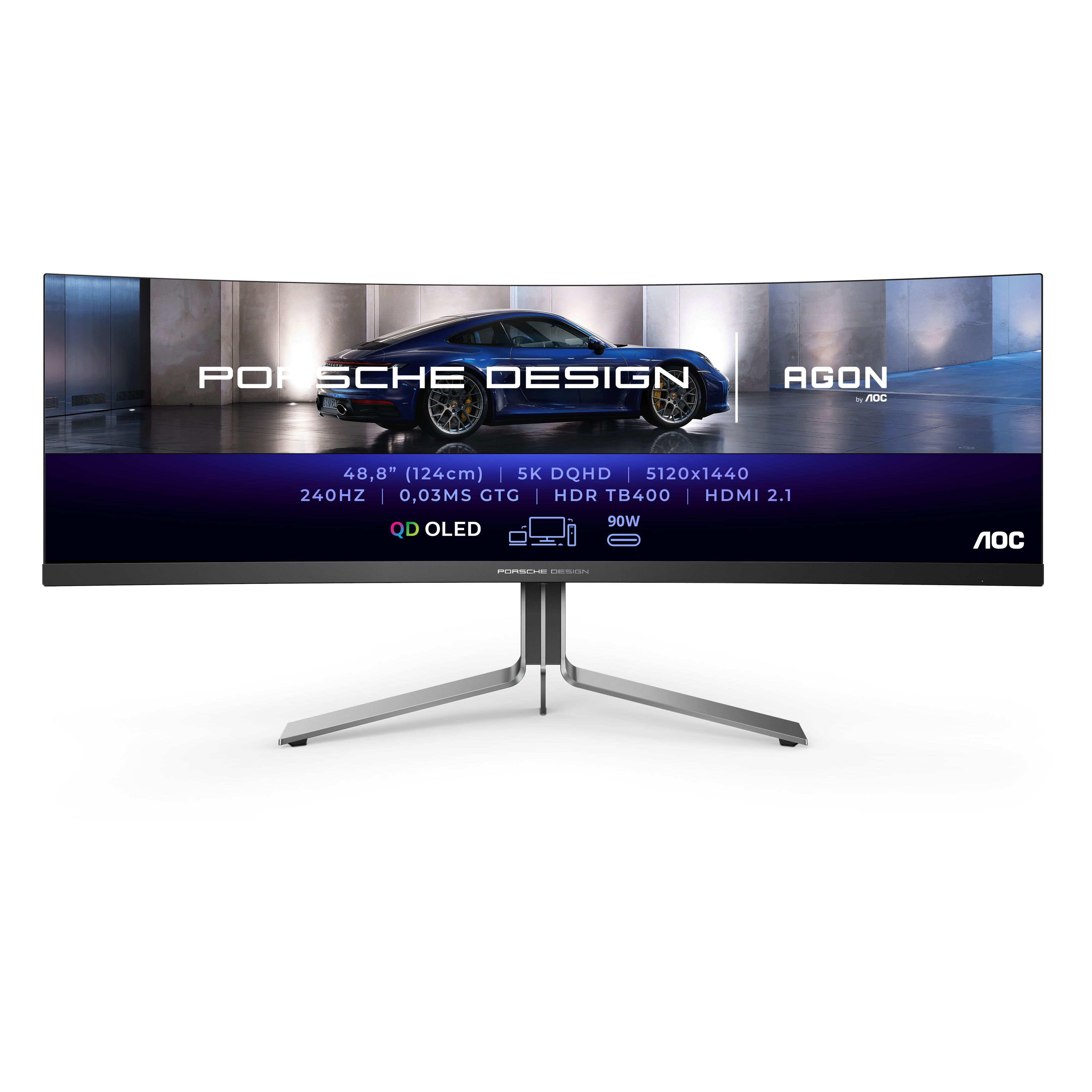 AOC Porsche PD49 49" DQHD QDOLED Gaming Monitor - 240Hz, Curved, USB-C, KVM