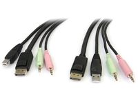 StarTech.com 1.8m DisplayPort KVM Switch Cable with Audio and Microphone - Black