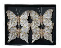 Decoris Vlinder veer l8b6h1 cm goud 4st kerst