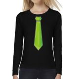 Bellatio Decorations Verkleed shirt voor dames - Stropdas - Groen/Zwart - Maat L