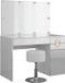 Vicco Table de maquillage Adela, Blanc, 115 cm avec miroir, guirlande lumineuse LED et tabouret