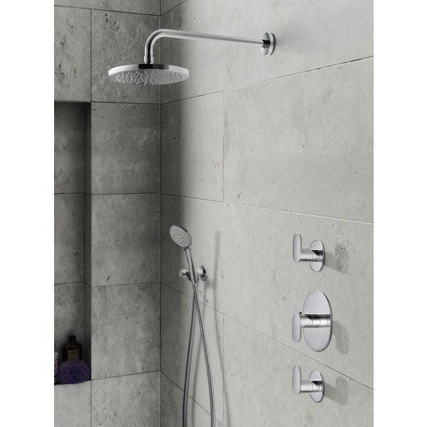 hotbath IBS 5 complete thermostatische douche inbouwset Friendo met 2 stopkranen chroom 3 standen wandarm 20cm IBS5CR-3s-W-20cm