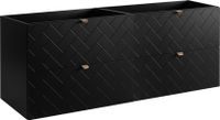 Meuble de salle de bain, noir avec poignées dorées, 160 x 57 x 46 cm