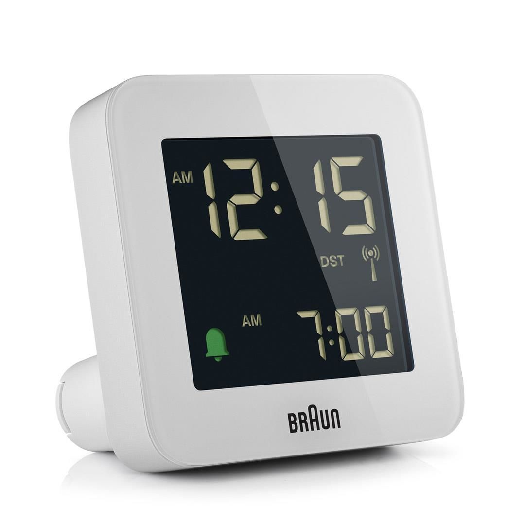 Braun BC09-DCF Digital Alarm Clock - White - Square - LCD - 12/24h - Snooze