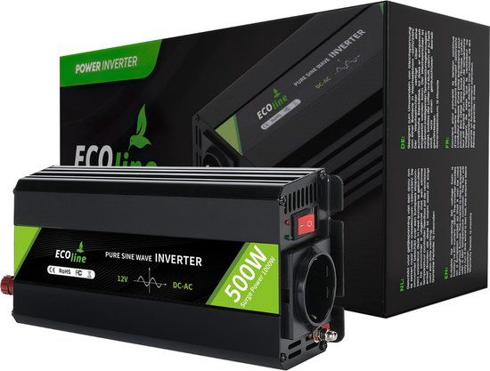 Ecoline - Omvormer 12V Naar 230V - 500W - Zuivere Sinus - Spanningomvormer