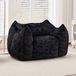 Canapé Pouf Géant Adulte Et Enfant, Avec Coussin Et Dossier Ergonomique, Prérempli De Mousse Déchiquetée Haute Densité, Fausse Fourrure Noire