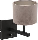 Steinhauer Stang Wandlamp met schakelaar Zwart 20cm Metaal/Textiel