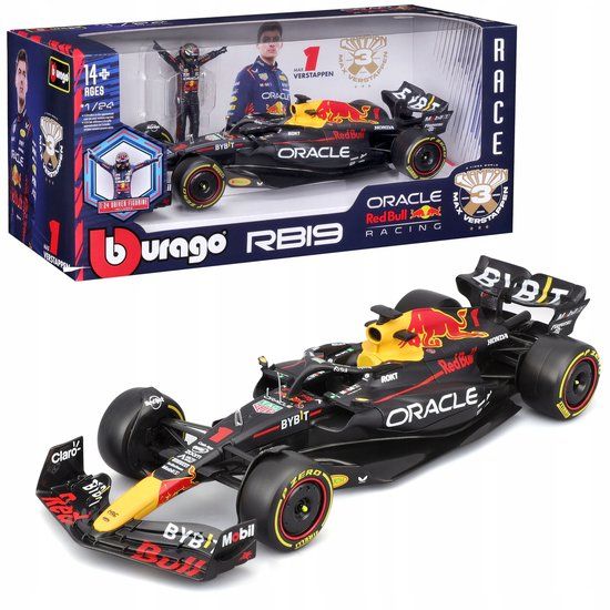 Bburago Red Bull Racing RB19 Max Verstappen #1 2023 - Modelauto 1:24 met figuur