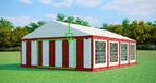 Ambitent Kopse wand met smalle ingang voor partytent, breedte 6 m – PVC, hoogte 2 m, ingang met rits - Rood-wit