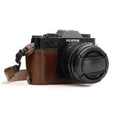 MegaGear MG958 Ever Ready lederen camera halve tas met draagriem, compatibel met Fujifilm X-T30, X-T20, X-T10 - donkerbruin