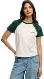 Superdry Essential Logo Retro T-shirt Dames Woestijn gebroken wit/Emailgroen
