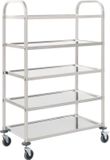 vidaXL Keukentrolley - 5-laags - 107x55x147 cm - Roestvrij Staal