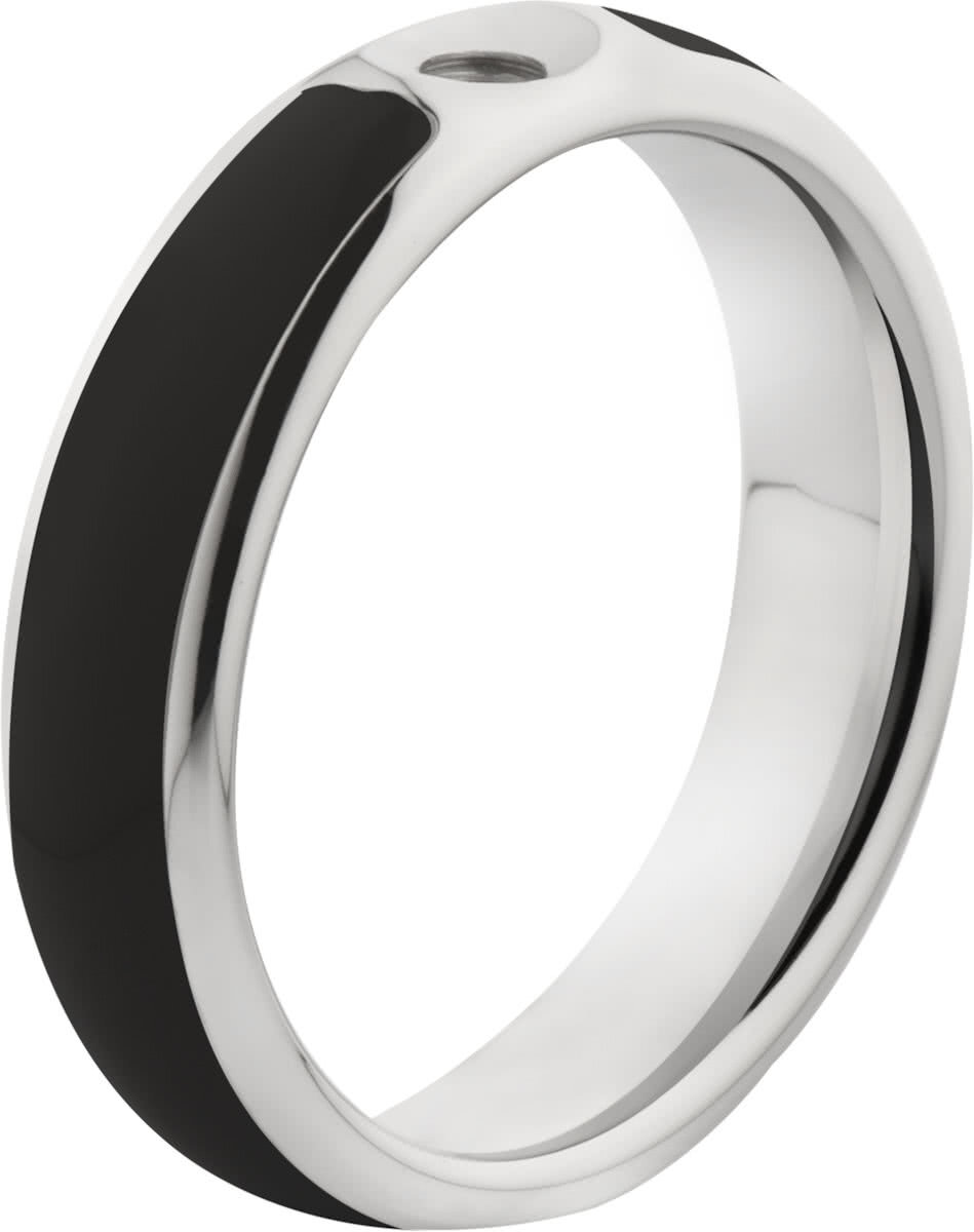 Melano jewelry Melano Twisted Tracy resin ring - dames - stainless steel+ black resin - 5mm - maat 49