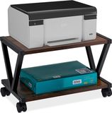 Relaxdays printertafel, 2 etages, met wielen, industrieel zwart