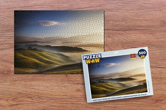 MuchoWow Puzzel Toscane - Mist - Landschap - Legpuzzel - Puzzel 500 stukjes - Sinterklaas cadeautjes - Sinterklaas voor grote kinderen