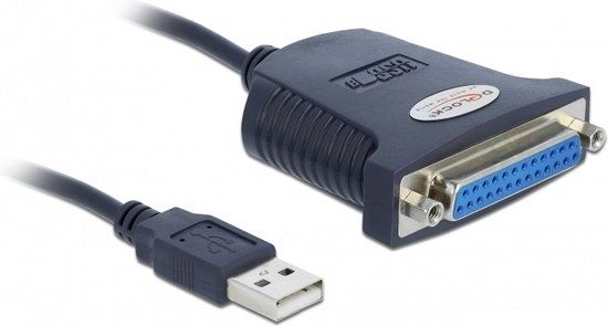 Delock USB 1.1 naar Parallel Kabel - Zwart - 0.80 m