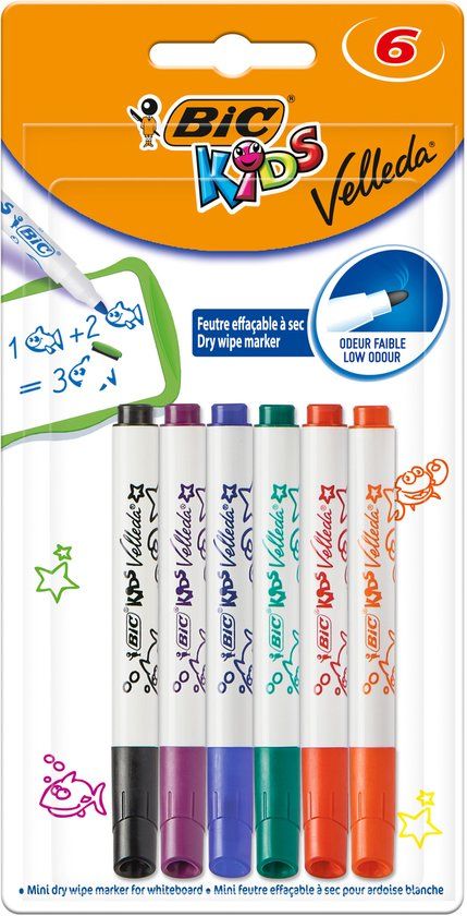 BIC Kids Mini Velleda Whiteboard Markers - 6 stuks
