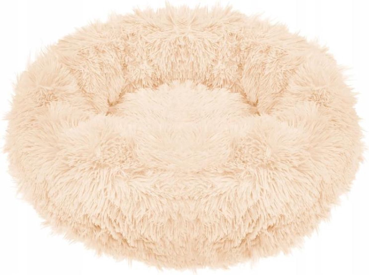 springos Hondenmand | Superzacht en Luxe | Wasbaar | Donut | Fluffy | Hondenkussen |40 CM | Ecru