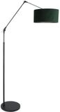 Steinhauer Zwarte vloerlamp booglamp Prestige Chic 8115ZW met groen velours kap